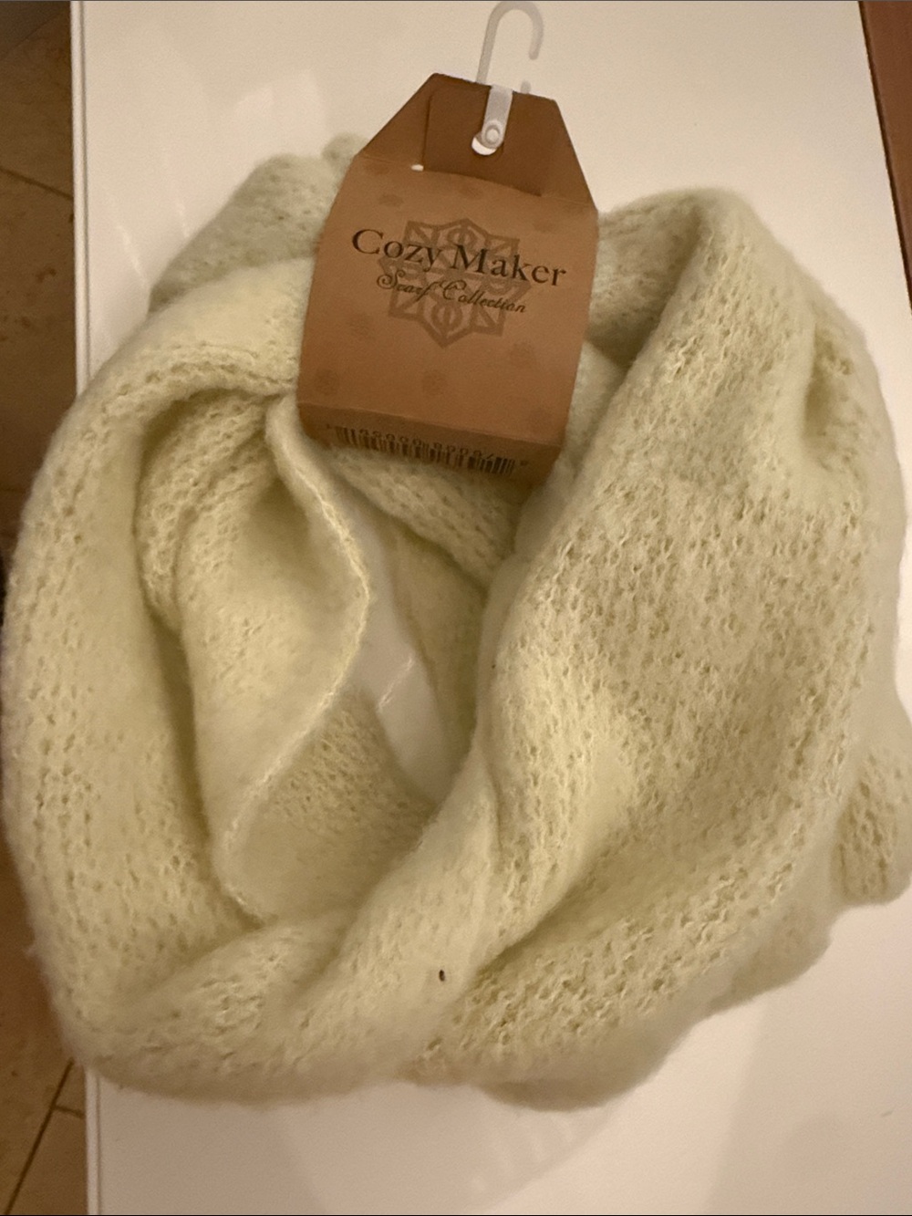 Women's Cream Knit Infinity Scarf Cozy Maker